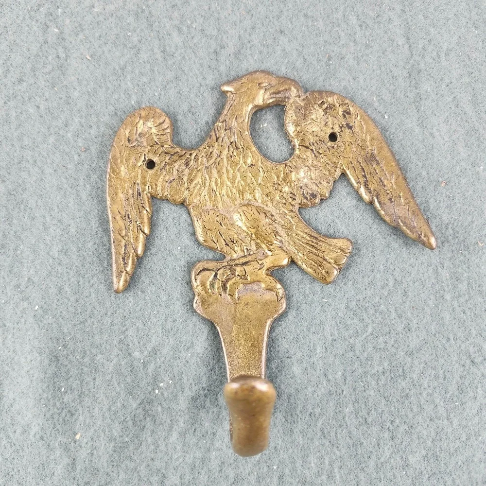Vintage‎ Solid Brass Eagle Wall Mount Coat Hat Hook
